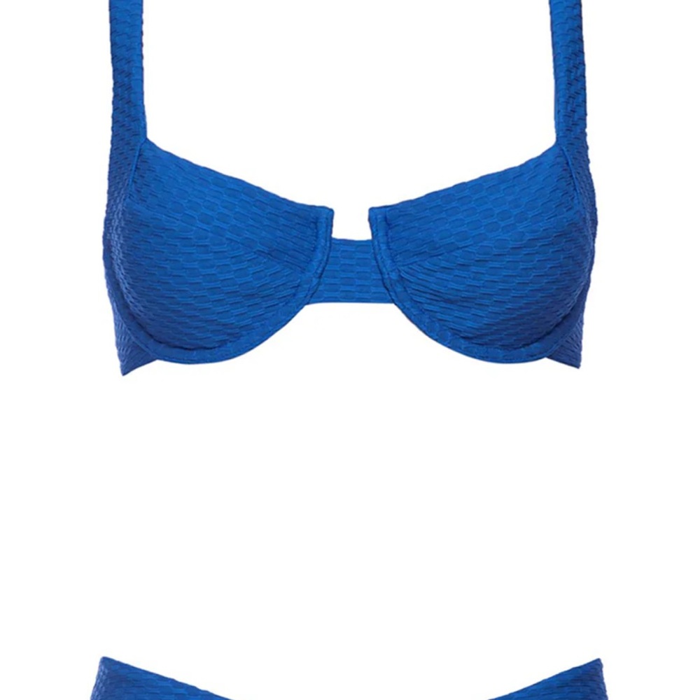 Blue Textured Women's Bikini Set